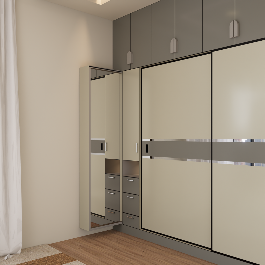 Armario con puertas correderas en un dormitorio moderno